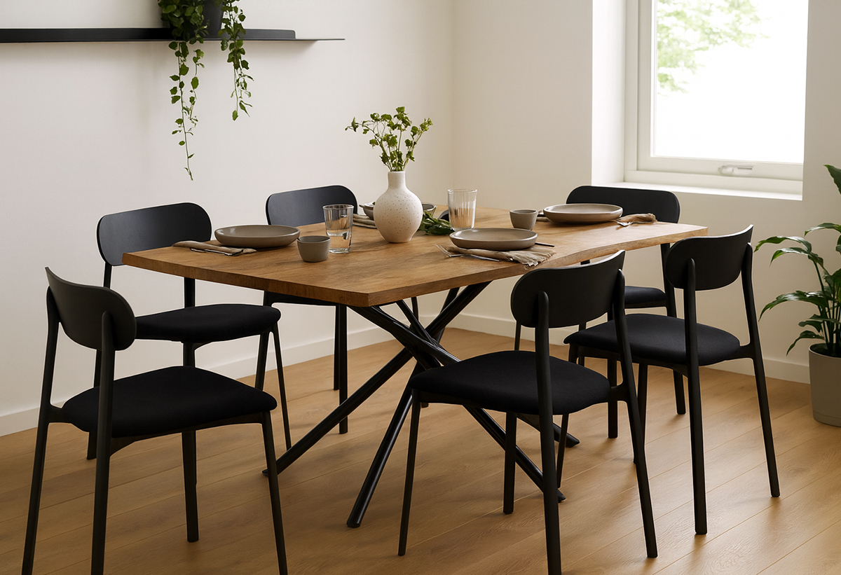 Απεικονίζεται το τραπέζι σε μια τραπεζαρία.